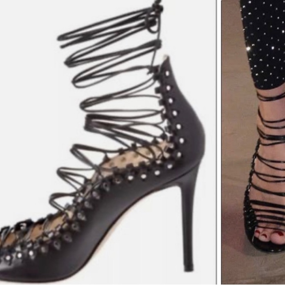 New Jimmy Choo KOKO 100 Black Gladiator Heels Size 36